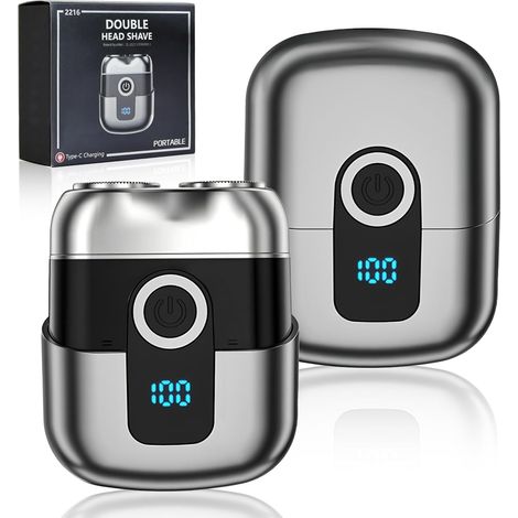 Mini Rasoir Electriques Hommes, Rasoir Électrique Poche, Portable rasoir de Voyage, rasoir Électrique Rechargeable, Portable Razors, Shaver Humide et Sec, IPX7 Étanche rasoir Électrique (Gris) (1/5)