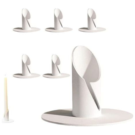 Bougeoir, 6 Pièces Bougeoir de Dîner aux Chandelles, Douilles pour Bougies en Métal, Chandelier Vintage, pour Mariage, Fête, Décoration de Table, Blanc (1/5)