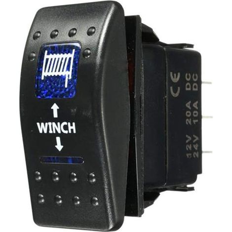 Interrupteur à Bascule Commutateur 7 Broches Momentané Lampe Lumière LED Bleu 12V 20A pour Voiture Bateau (Winch in Out) (1/5)