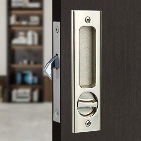 Serrure de porte coulissante serrure à mortaise poignée serrure de porte de poche poignée encastrée Invisible serrure de porte en bois/argent (1/4)
