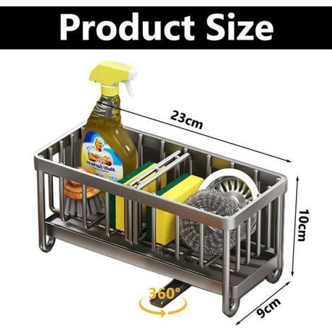 Porte éponge évier - - Acier inox 304 - Noir - 23x10x9 cm - Organisateur pratique (1/4)