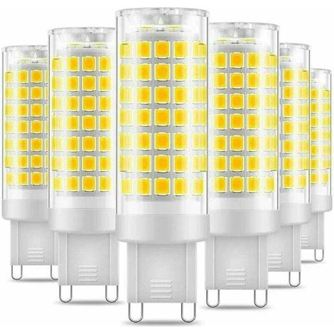 Lot de 6 ampoules LED G9, sans scintillement, 7 W, blanc froid 6000 K, 650 lm, équivalent à 60 W halogène, économie d'énergie, angle d'éclairage à 360°, 220-240 V CA (1/4)