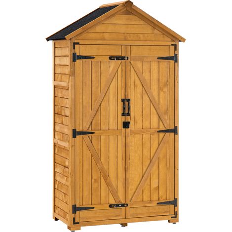 MCombo Gartenschrank Geräteschuppen Werkzeugschrank Outdoor-Schrank Gartenbox mit Satteldach aus Holz Natur 1000