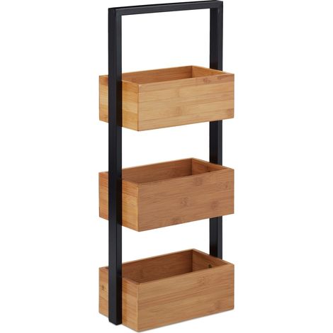Scaffale portaoggetti stretto moderno a 3 ripiani 60 x 30 x 90 cm in bambù naturale 130004700