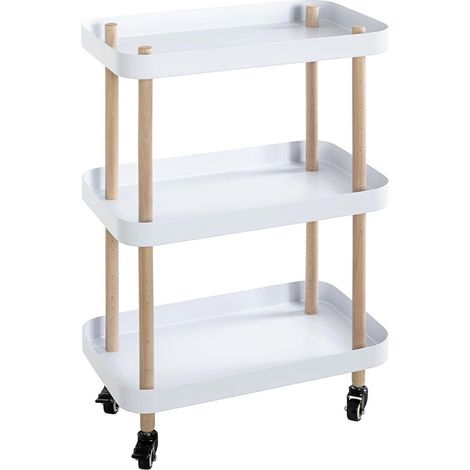 Desserte de Cuisine 3 Niveaux "Yumi" 76cm Blanc