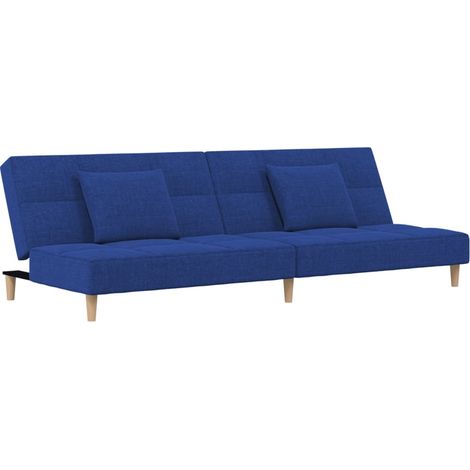 Canapé-lit，Canapé convertible à 2 places avec deux oreillers bleu tissu CFW39891 (1/5)