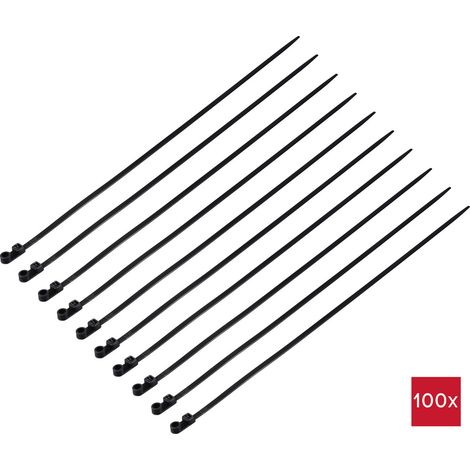 TRU COMPONENTS TC-12814172 Kabelbinder 370 mm 4.8 mm Schwarz mit Schraubsockel, UV-Witterungsstabil (1/2)