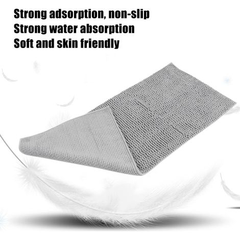 Tapis de sol antidérapant doux gris argenté 50 x 120 cm pour cuisine, chambre, salle de bain et baignoire (1/5)