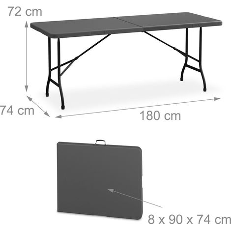 Tavolo da giardino pieghevole 72 x 180 x 74 cm per 8 persone facile da riporre in plastica bianca 130015785