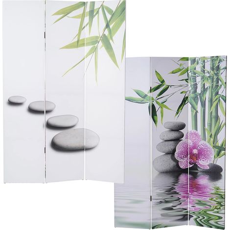 Paravento divisorio a 3 ante 180x120 cm motivo orchidea 040004135