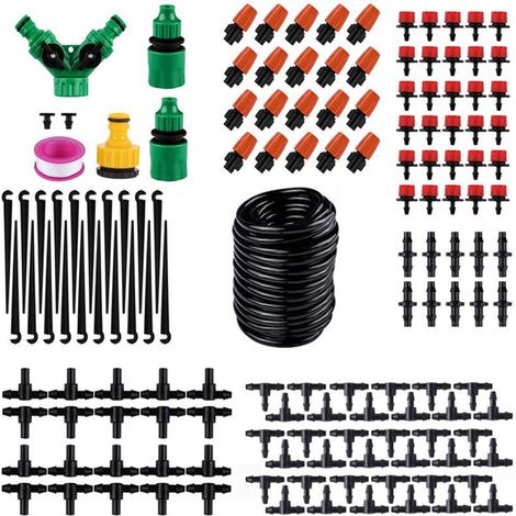 Système d'irrigation automatique par brumisation, système d'irrigation goutte à goutte, kit de tuyau d'arrosage automatique pour plantes de jardin (10 m) (1/5)