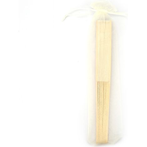 Éventail pliant rétro chinois/japonais avec housse en tissu - Cadeau (Beige) (1/5)