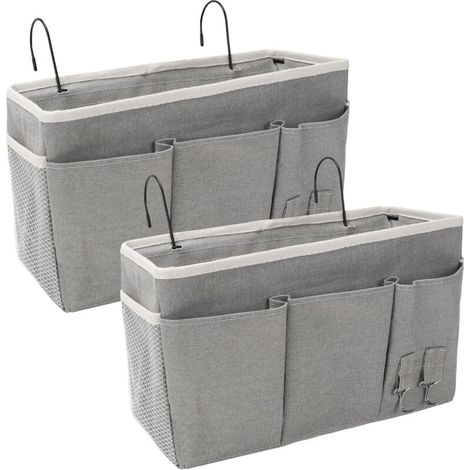 Lot De 2 Organisateurs Suspendus Pour Table De Chevet, Avec 3 Compartiments, Organisateur De Lit, Sac De Rangement Organisateur De Porte, Étagère Suspendue Pour Le Camping,Pour L'école, Le Dortoir, Gr (1/5)
