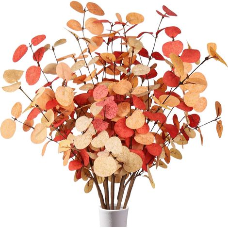 Lot de 5 tiges d'eucalyptus artificielles de 60 cm - Décoration florale d'automne - Décoration de table (1/3)