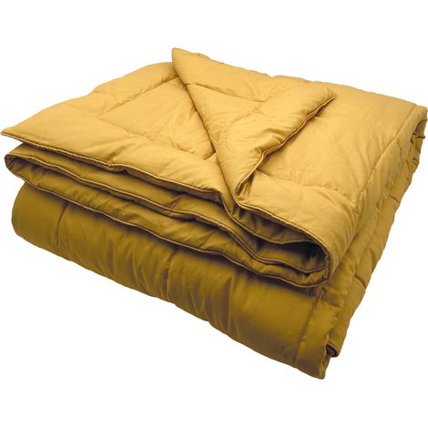Edredon matelassé peau de pêche Oekotex Jaune Ocre 140x160 cm (1/3)