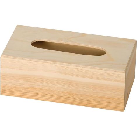 Taschentuchbox mit Sockel, Holz, Beige, 25 x 13 x 9 cm