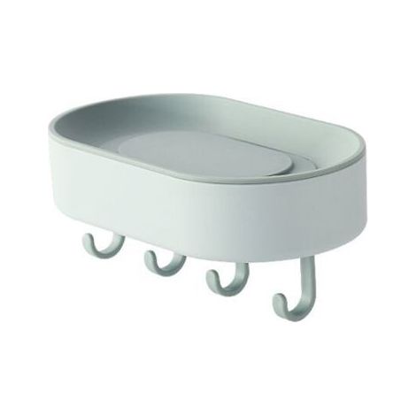 Wandseifenschale, doppellagig, nagelfrei, mit 4 Haken (hellgrün) (1/5)