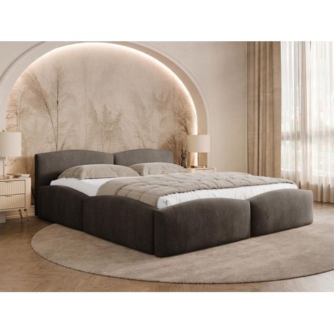 Carla - lit coffre - 180x200 cm - en velours texturé - sommier inclus - marron