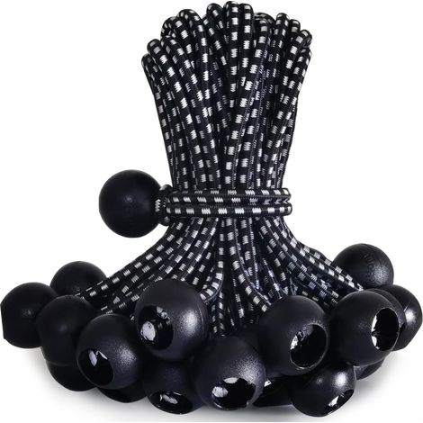 Lot de 30 boules élastiques de 210 mm, robustes et extensibles, pour la fixation de bâches, auvents, tentes de camping, tuyaux d'arrosage, parasols et stores.