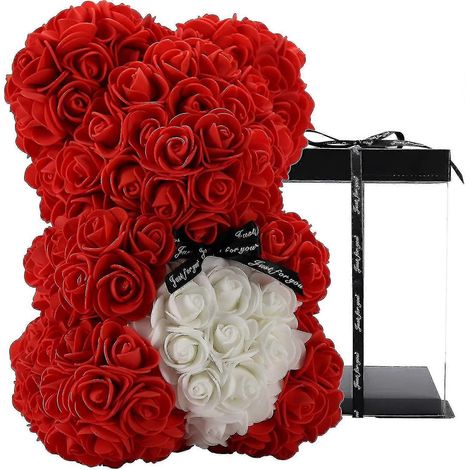 Cadeaux uniques, ours en roses, ours en peluche rose dans une boîte cadeau - Anniversaire (1/5)