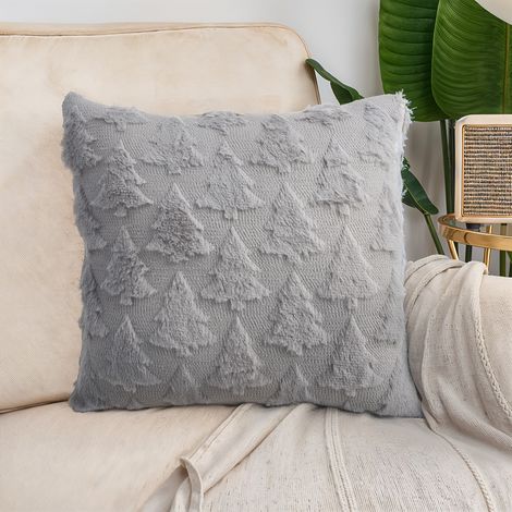 Grey Comfortable Soft Rabbit Fur Pillowcase 45cm W x 45cm D (1/5)