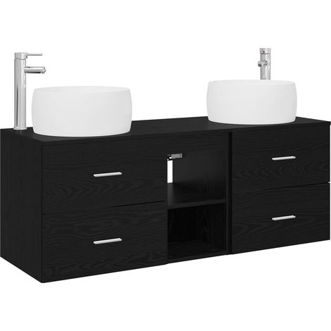 Bathroom Furniture Set 3 pcs Black 49.5 x 44.5 x 66 cm vidaXL (1/5)
