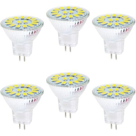 Ampoules LED MR11, paquet de 6, LED 5W, peuvent remplacer les ampoules halogènes 40W, douille GU4 à double broche, 6500K, AC/DC 12V. (1/5)