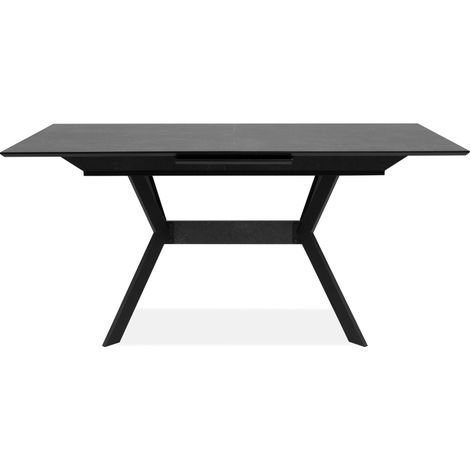 Tavolo da pranzo allungabile da 160 a 200 cm, effetto ardesia ceramica e nero - HARO