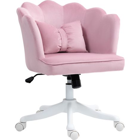 Velvet-Feel Petal Back Office Chair - Pink