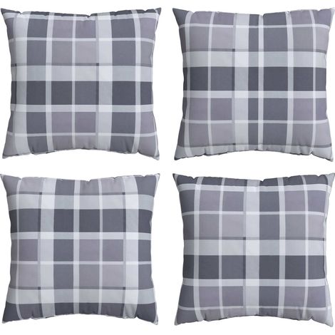 Outdoor Cushion Checkered 4 pcs Grey Check 60 x 60 cm Fabric vidaXL