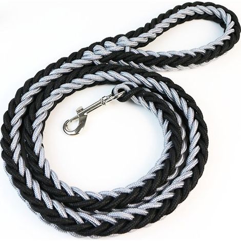 Guinzaglio super resistente e robusto da 1,3 m in tela verde oliva con collare a doppia fila per cani di taglia media e grande (grigio/nero, diametro) (1/4)