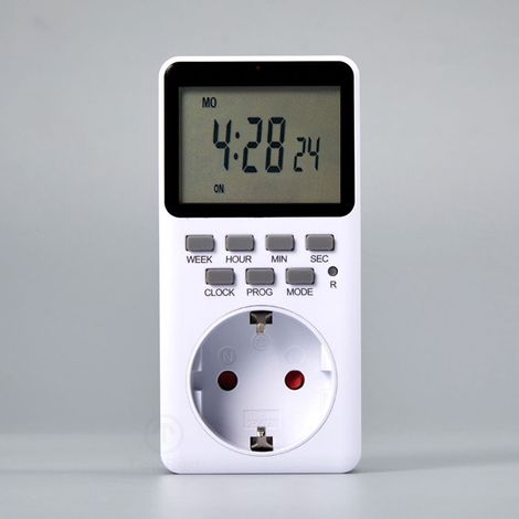Minuterie Électronique Prise Type F - Écran LCD Grand Format, Protection Enfants, 3300W 16A, Sécurité Enfants, pour Maison et Bureau (1/5)