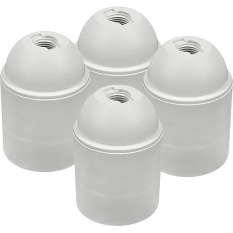 Douilles E27 Thermoplastiques x4 - Blanc - Filetage M10x1 - Fixation Sûre 250V - Maison et Industrie - Compatible Ampoules Standard