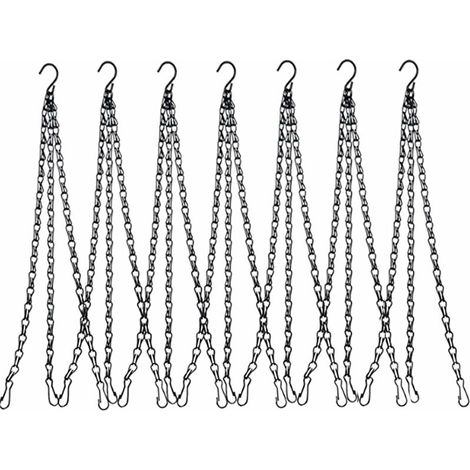 Filiyano-Lot de 7 chaînes robustes de 39 cm pour paniers à fleurs, chaînes galvanisées (noires) de remplacement. (1/5)
