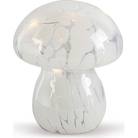 Lampe de chevet champignon tacheté blanche LED nomade – D13.5 cm x H15.5 cm – Pour intérieur et extérieur – Éclairage chaleureux – Opjet
