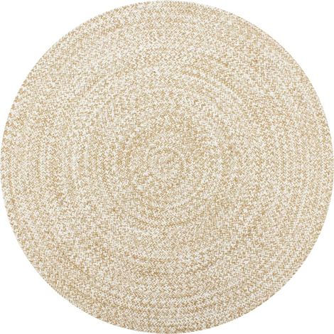 Tapis fait à la main / Paillasson Tapis d'entrée Jute Blanc et naturel 90 cm