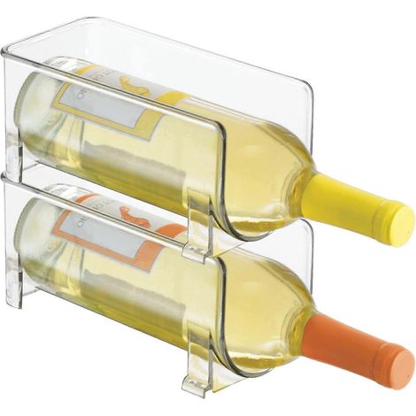 Casier à vin (lot de 2) - Casier à vin empilable en plastique pour bouteilles de vin, sodas ou autres boissons - Casier à vin moderne pour 1 bouteille - Transparent (1/5)