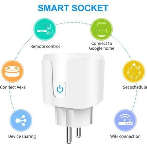 Prise Connectée Wifi, 16A Compatible avec Android iOS Alexa Google Home Assistant Courant Programmable Télécommande App-2PCS (1/4)