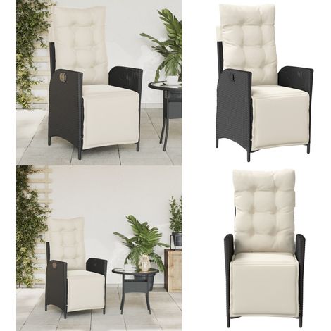 Chaise inclinable de jardin et repose-pied noir résine tressée - Chaise de jardin noir - Chaise de jardin en résine tressée (1/5)