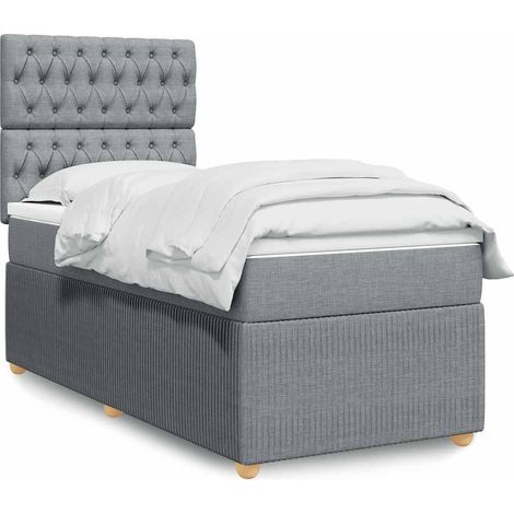 Boxspringbett mit Matratze Hellgrau 80x200 cm Stoff
