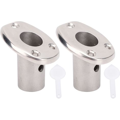 Ortviai Support de mât de drapeau et de canne à pêche en acier inoxydable 316 marine, montage flush à 30°, 2 pièces (1/5)