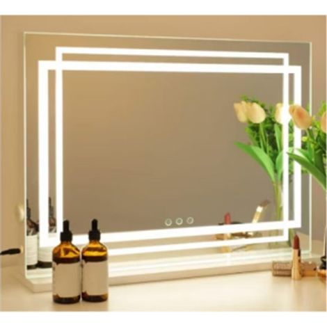 LED Makeup Mirror, 3-Color Dimmable, Touch, 80x62 cm
