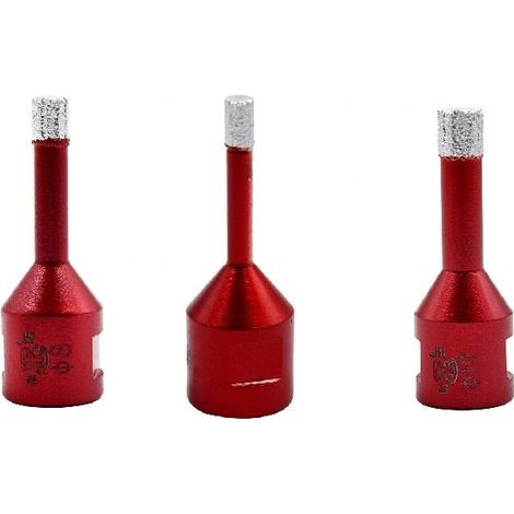 Forets Diamant 3PCS 6mm/8mm/10mm Brasé Sous Vide Trépans avec Filetage M14 pour Perçage à sec en Porcelaine Carrelage Granit Marbre (1/3)