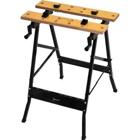 Établi pliant établi de serrage avec 4 serre-joints table de travail, charge 100 kg, 62,5x60,5x78,5cm, noir (1/5)