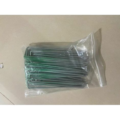 50 pezzi di picchetti di fissaggio, picchetti da giardino, graffette verdi per erba artificiale, per coperture del terreno da giardino, fissaggio dell'erba artificiale per esterni (1/4)