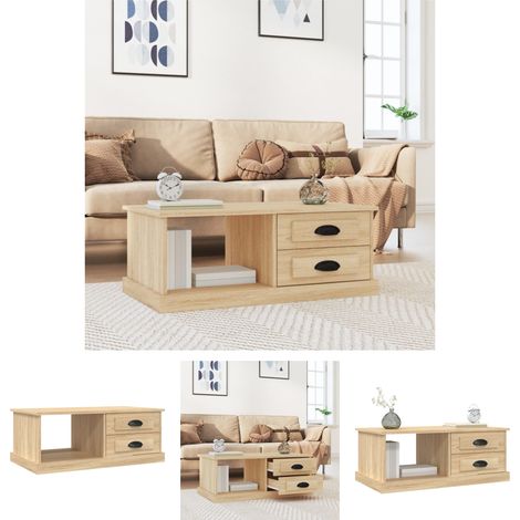 Stauraum Couchtisch - vidaXL Couchtisch Sonoma-Eiche 90x50x35 cm Holzwerkstoff - Beistelltisch Holz (1/5)