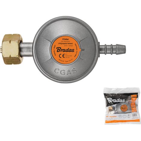 Reduzierstück für Bradas-Gasflasche 11 kg 37 mbar mit Sicherheitsventil (1/4)
