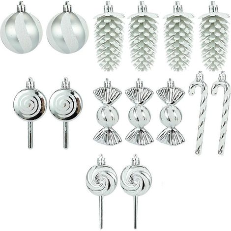 15-teiliges Weihnachtsschmuck-Set mit Süßigkeitenmotiv, C--