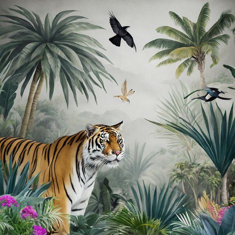 Papier peint panoramique - Jungle Animaux - 320 cm x 320 cm (1/2)
