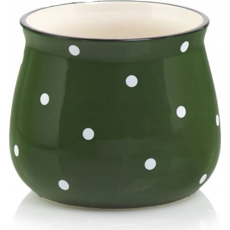 Vaso da fiori in ceramica con pois, 13 cm, verde (1/2)